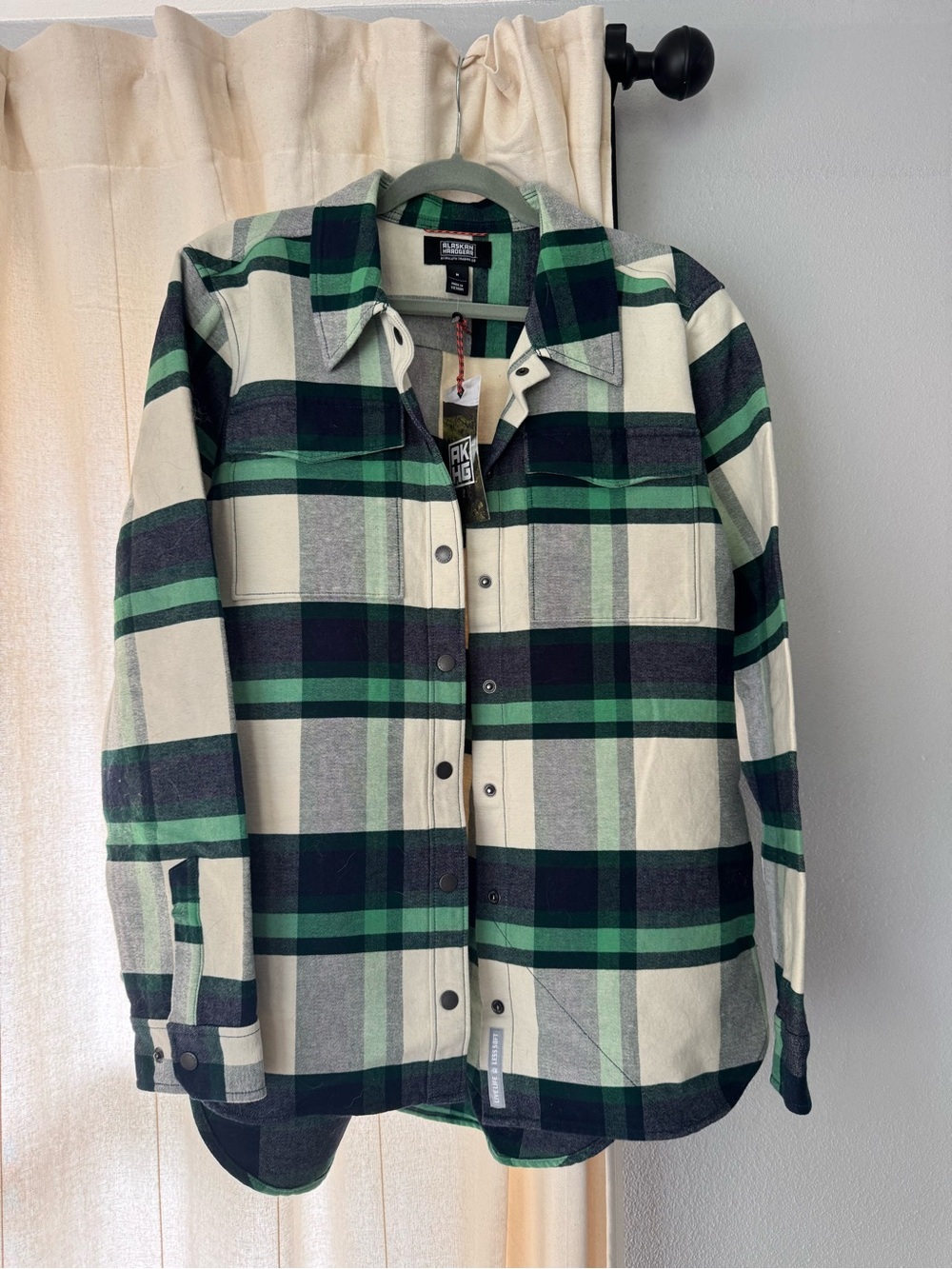Duluth Trading Co Green Plaid AKHG Crosshaul Overshirt